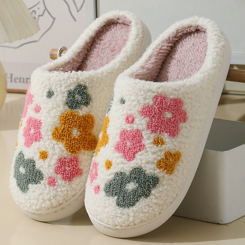 Fuzzy Flower Slippers