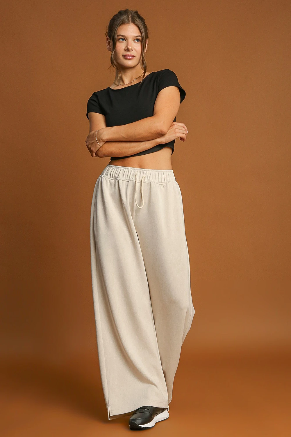 Apricot Drawstring Casual Pants