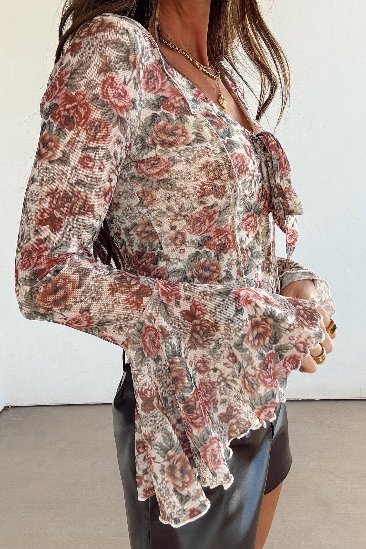 Floral Bell Sleeve Top