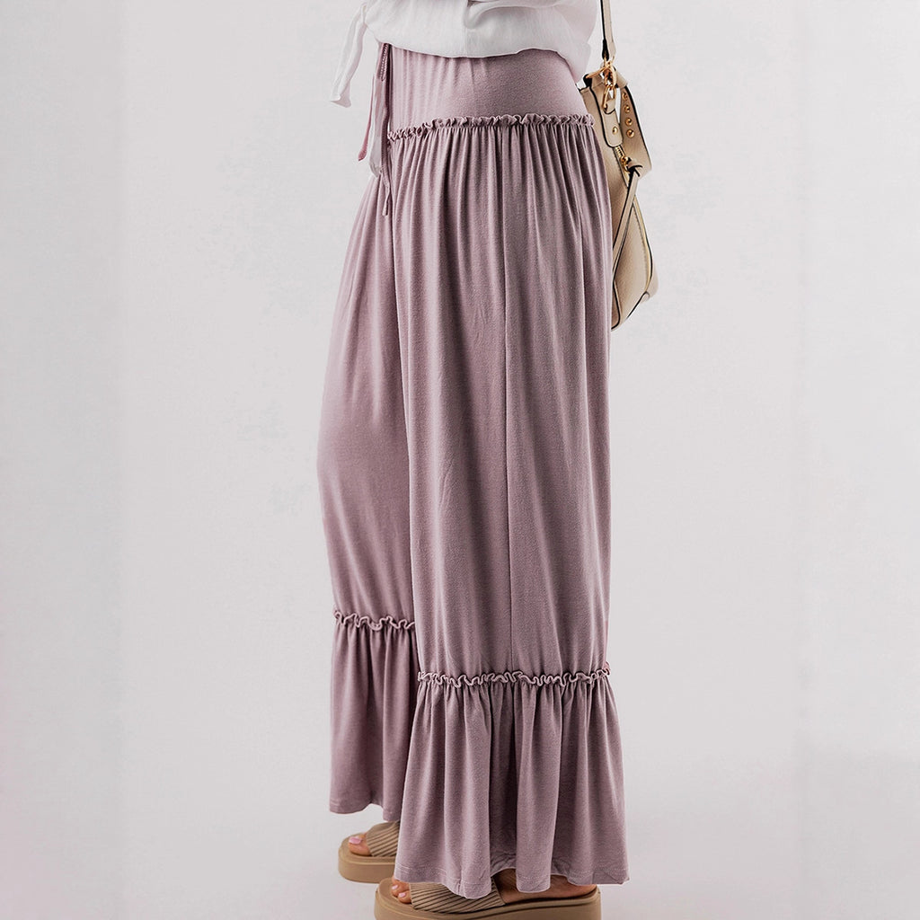 Tiered Ruffle Wide Leg Pants