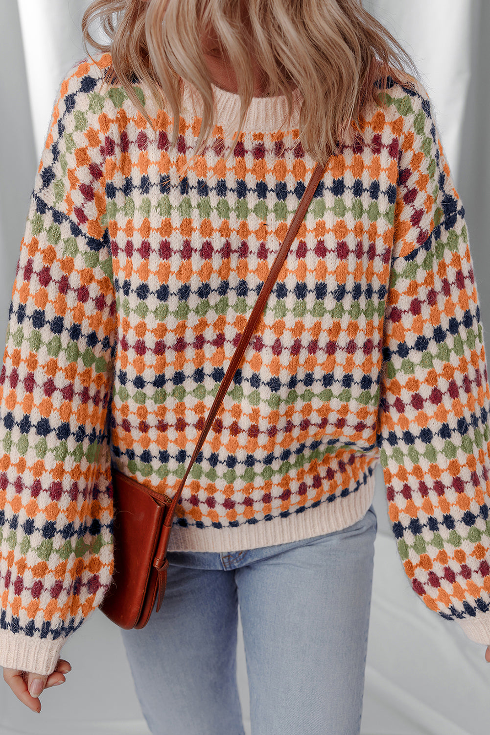 Multicolor Dotty Pattern Knit Sweater