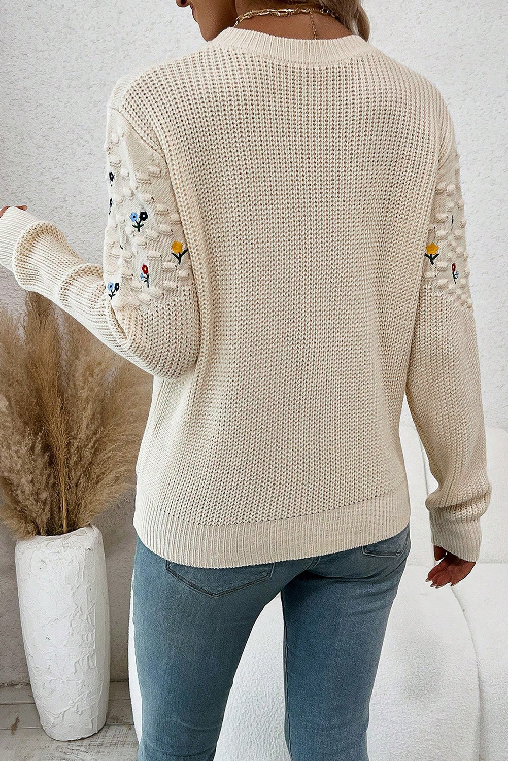 Flower Embroidered Sweater
