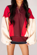 Red Color Block Sweatshirt