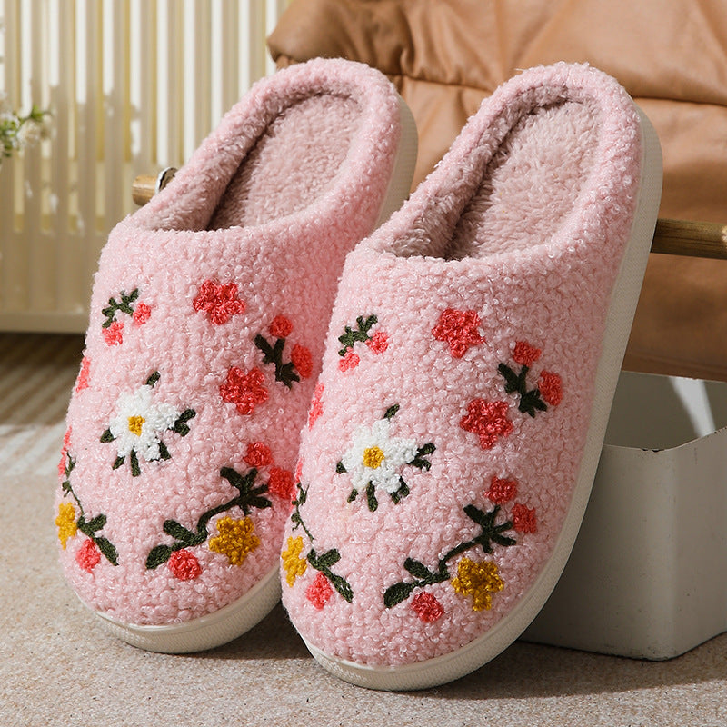 Fuzzy Flower Slippers