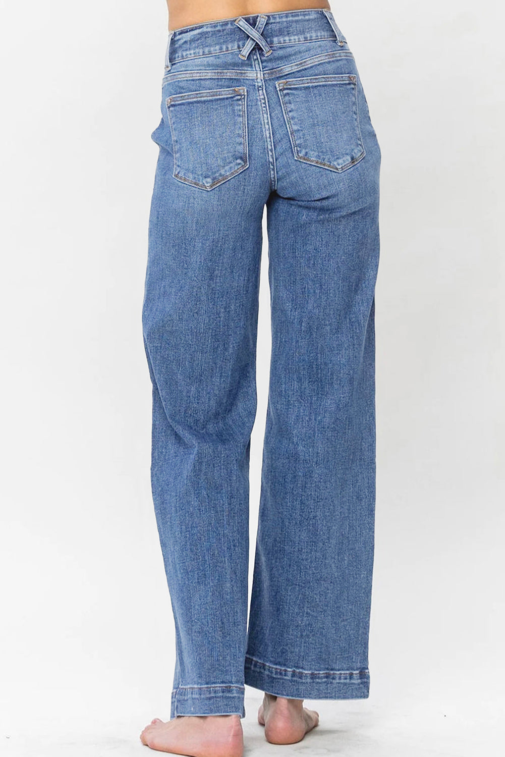 Double Button Straight Leg Jeans