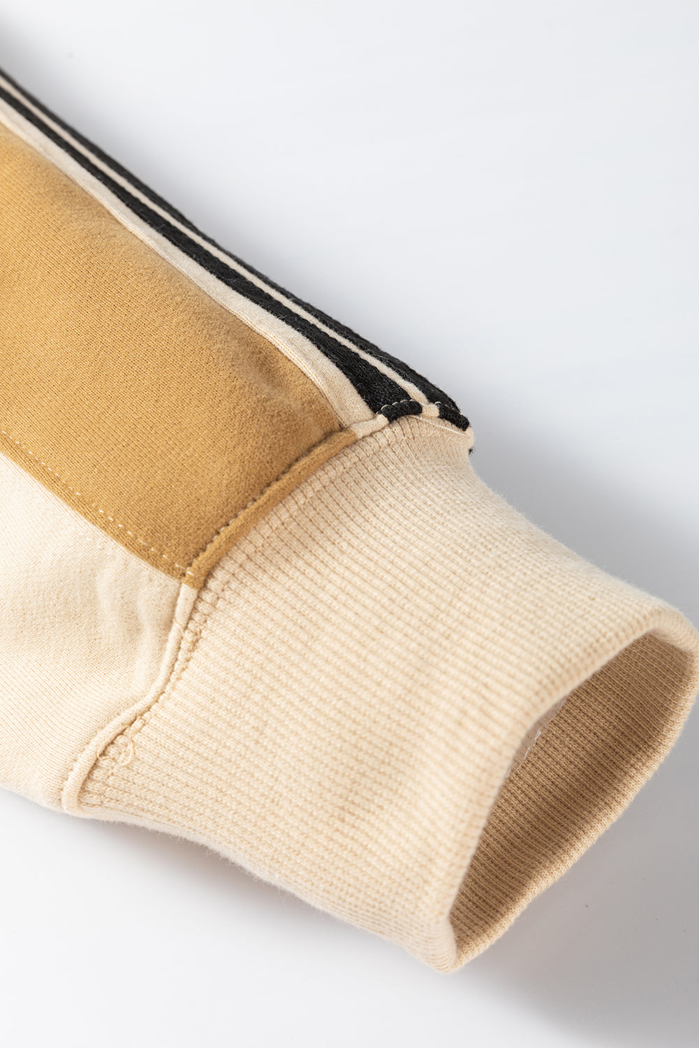 Beige Striped Crew Neck Sweatshirt