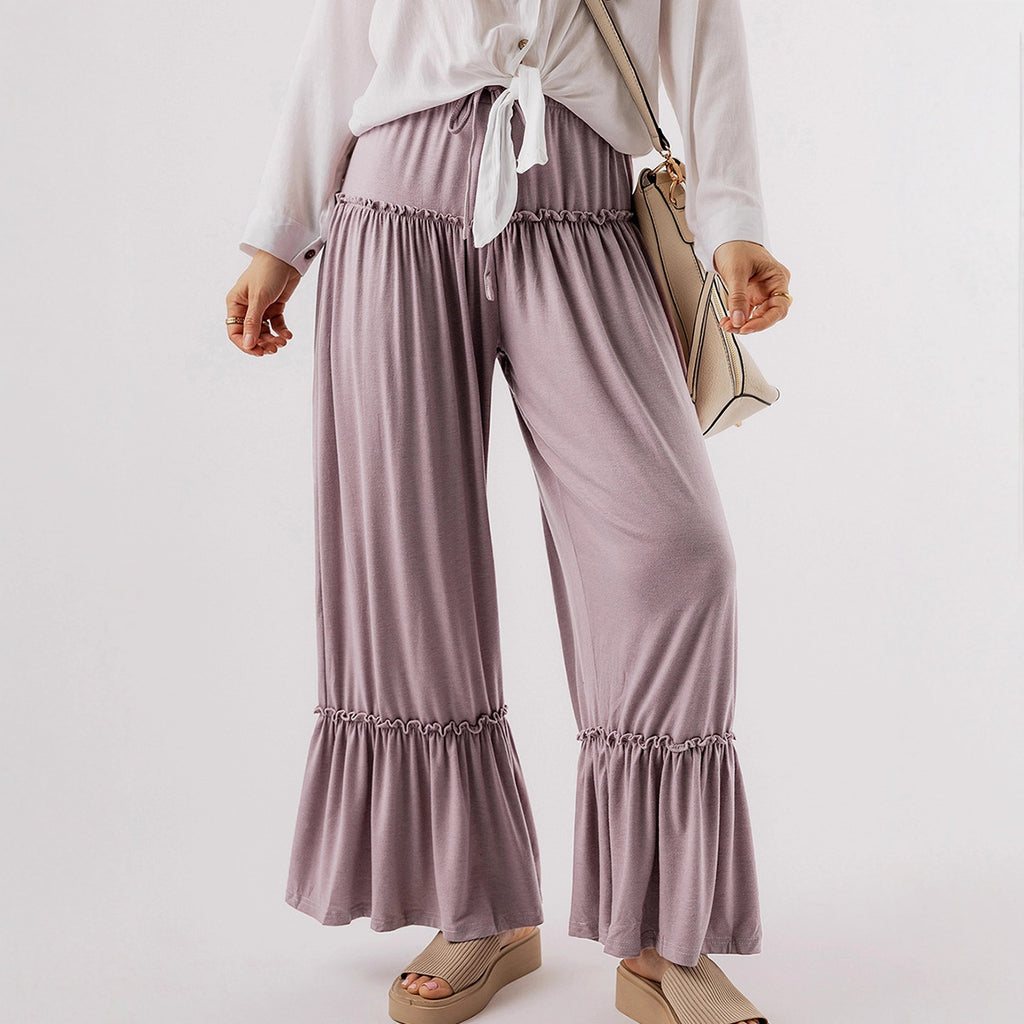 Tiered Ruffle Wide Leg Pants