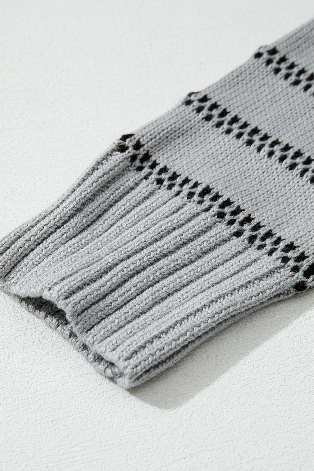 Gray Stripe Button Up Ribbed Cardigan