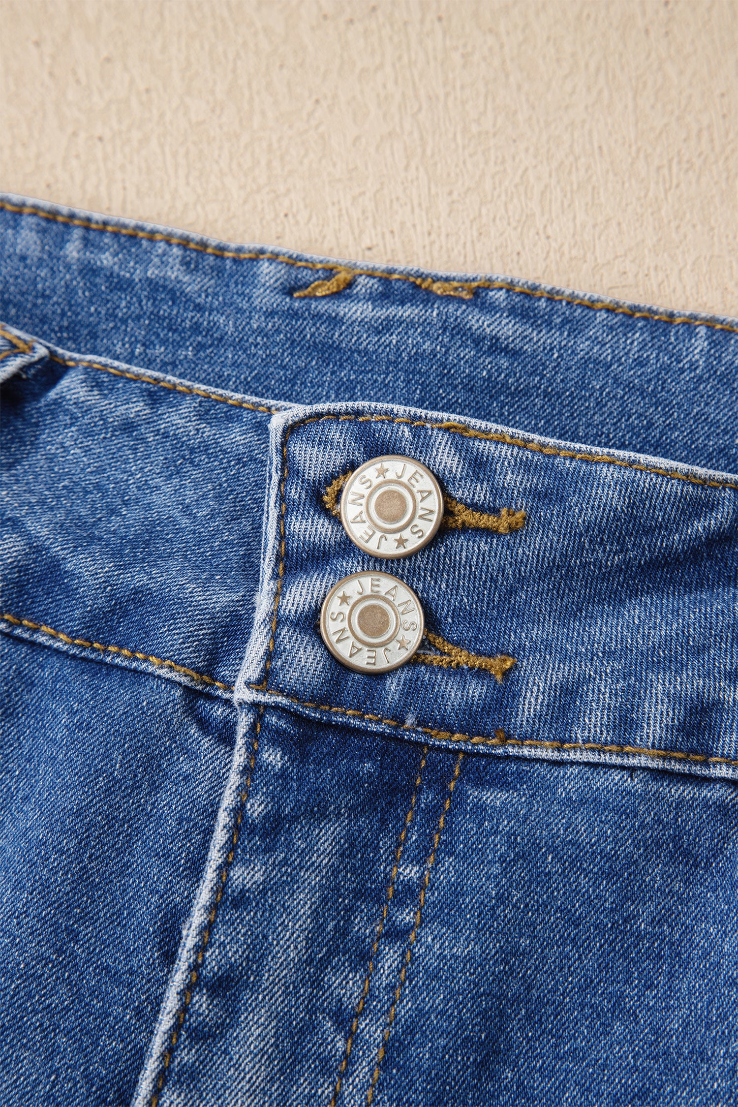 Double Button Straight Leg Jeans