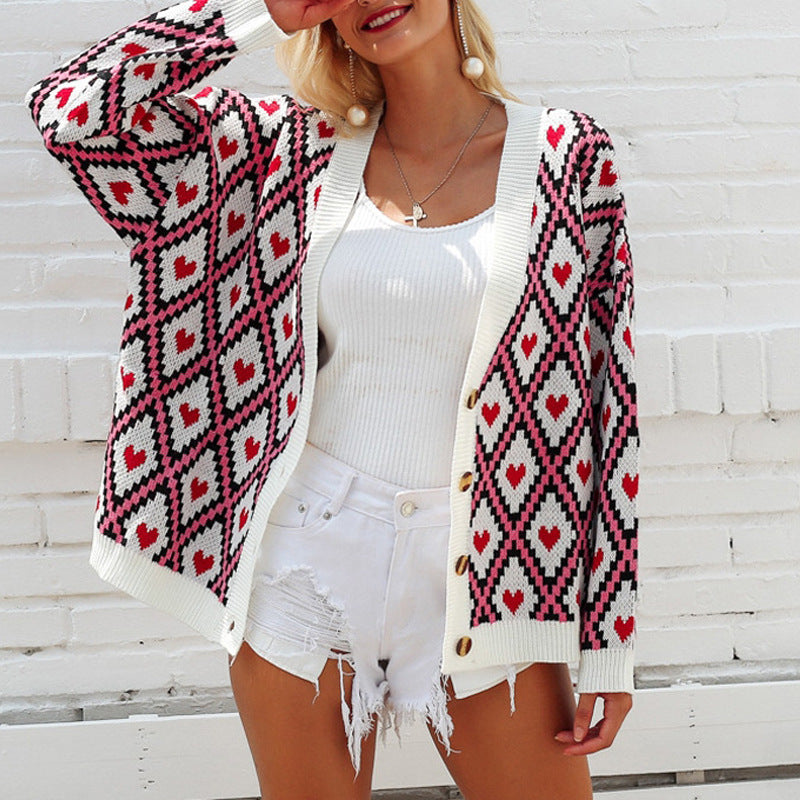 Queen of Hearts Button Up Sweater