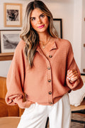 Apricot Knitted Button Up Cardigan