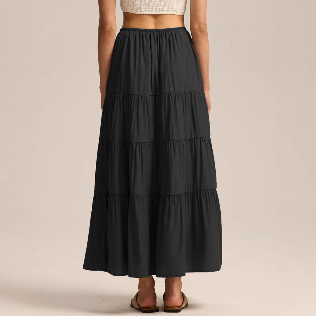 Tiered Drawstring Maxi Skirt