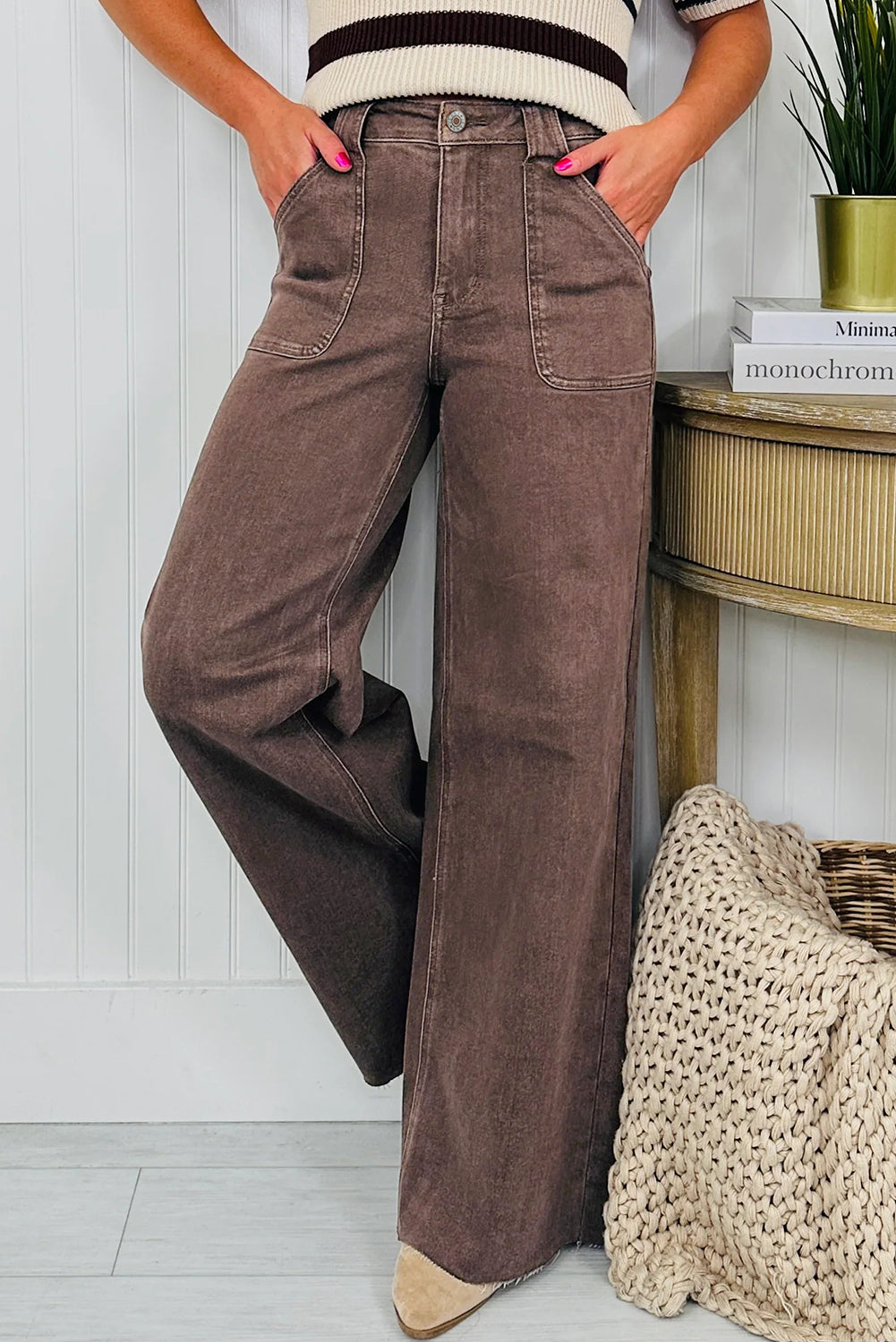 Dark Brown Wide Leg Jeans