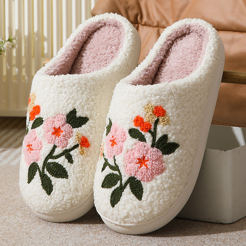 Fuzzy Flower Slippers