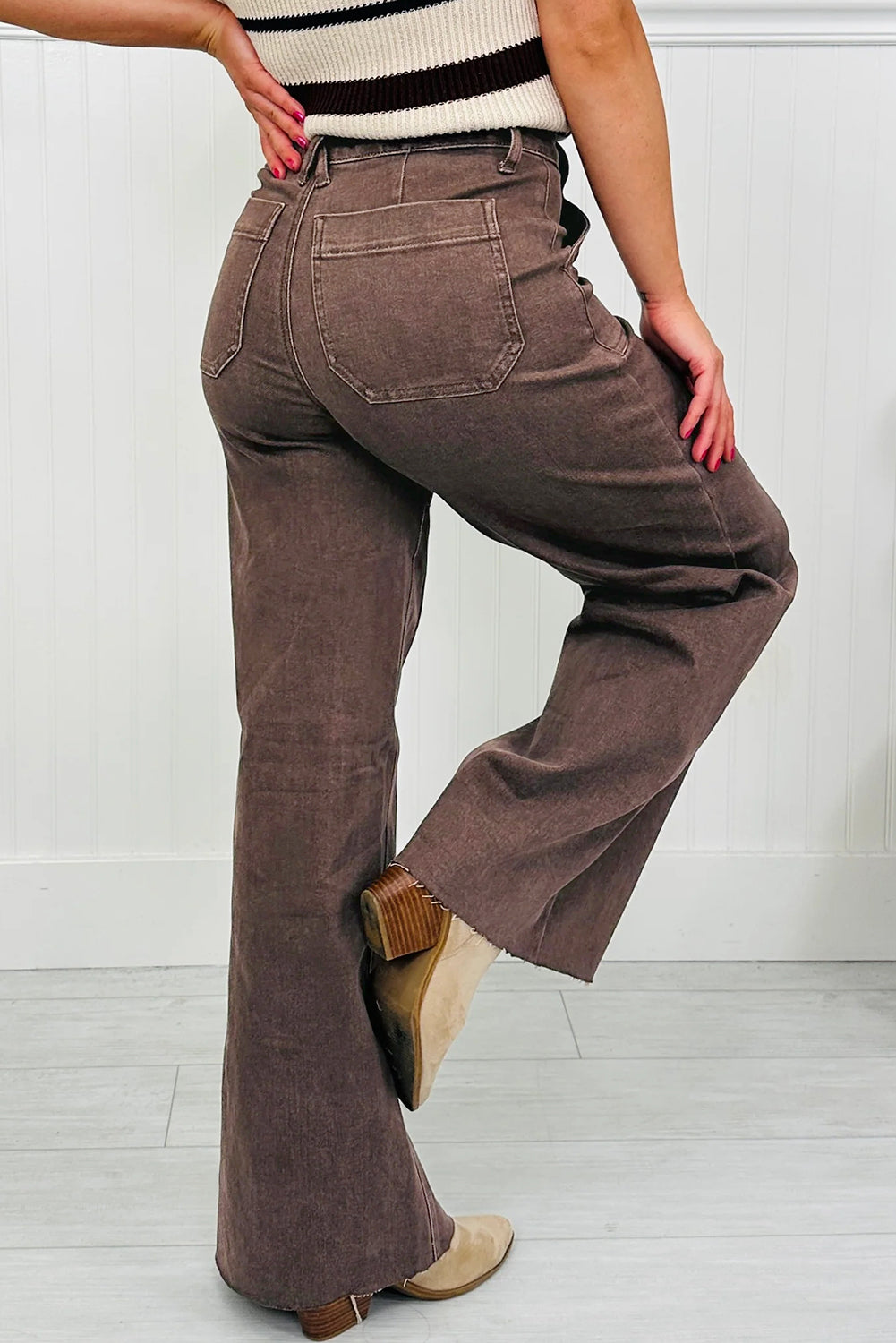 Dark Brown Wide Leg Jeans