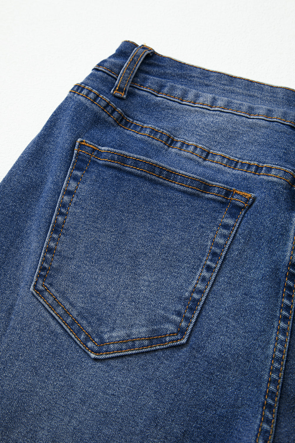 Dark Wash Raw Hem Straight Leg Jeans