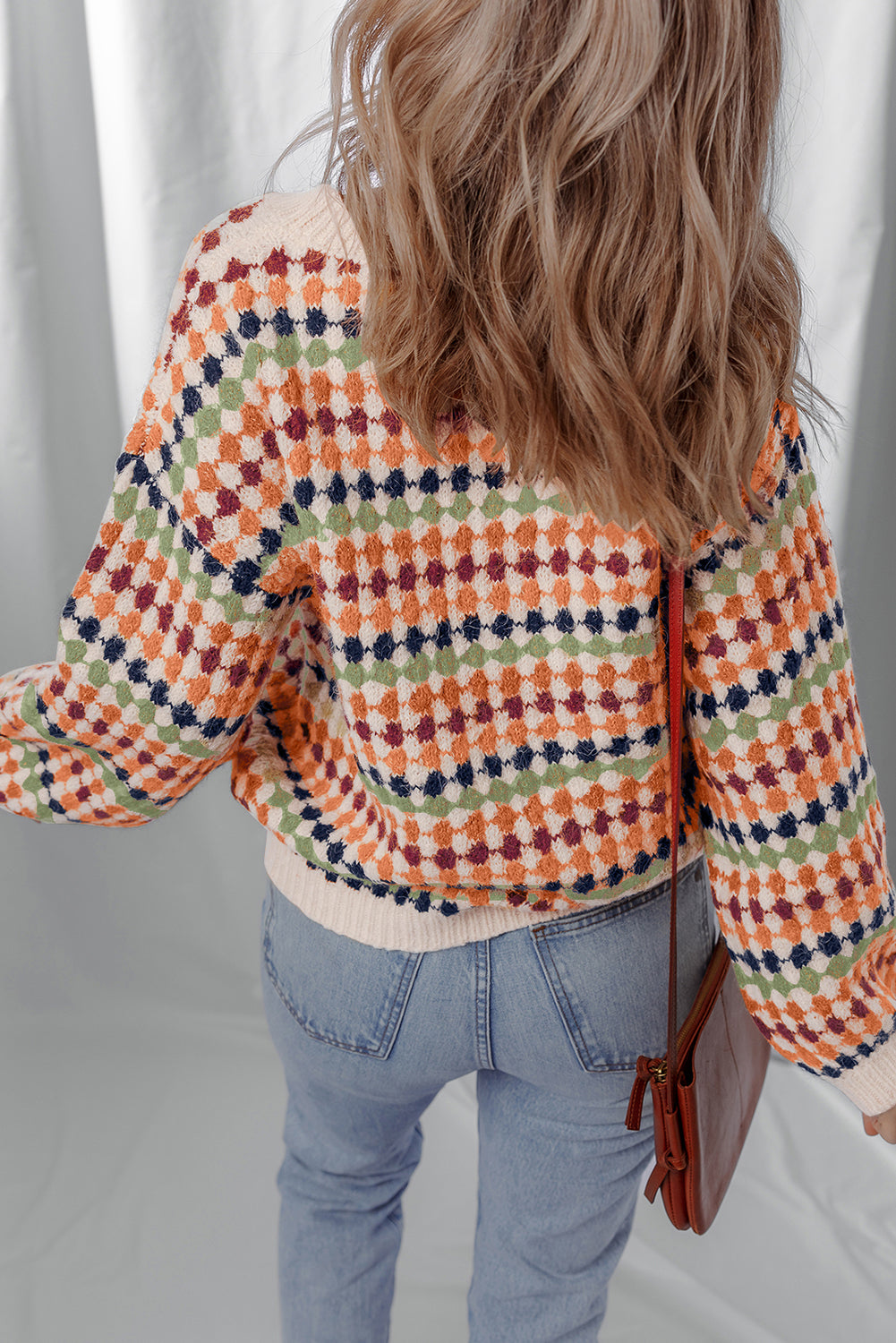 Multicolor Dotty Pattern Knit Sweater