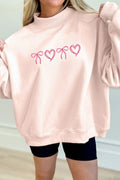 Soft Pink Embroidered Mock Neck Sweatshirt