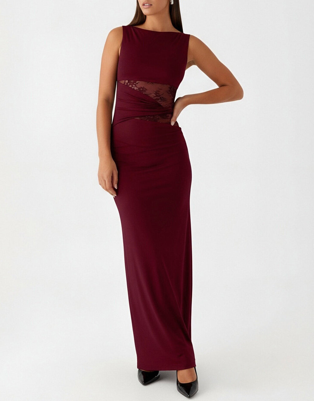Merlot Slim Fit Lace Dress
