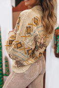 Patterned Knitted Button Sweater