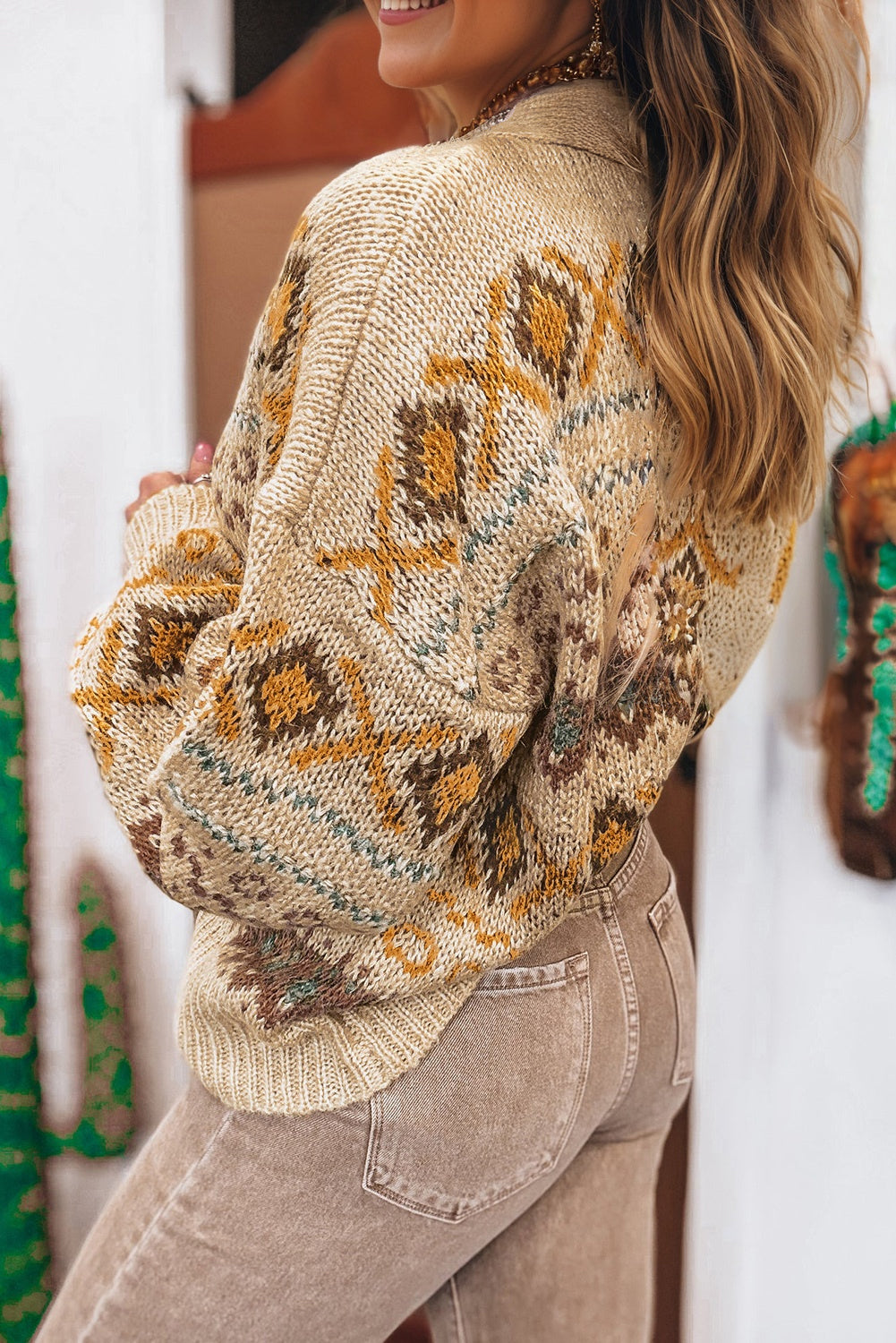 Patterned Knitted Button Sweater