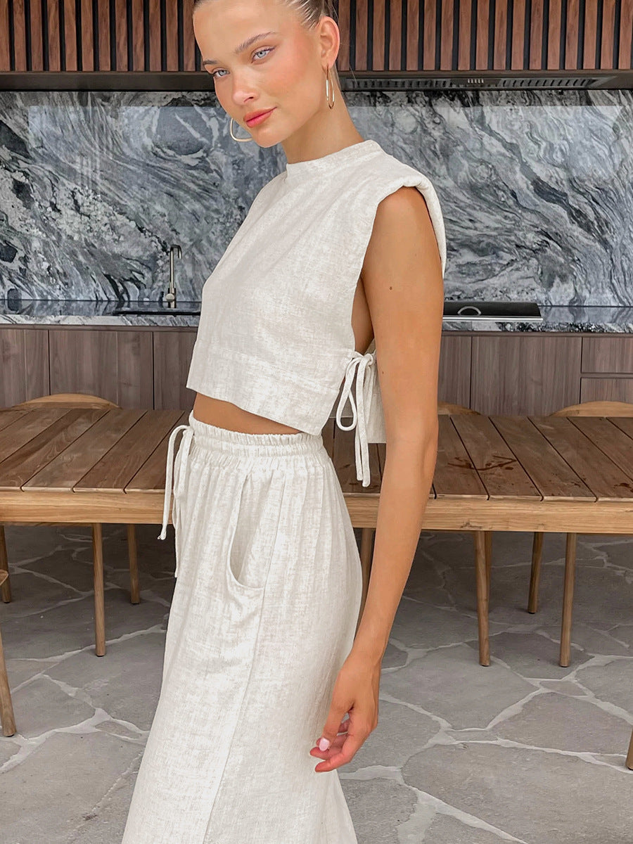 Two Piece Linen Pant Set