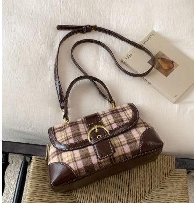 Plaid Crossbody Buckle Handbag