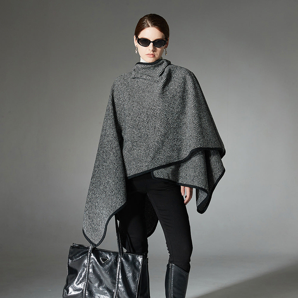 Black Stripe Tied Shawl