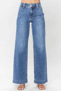 Double Button Straight Leg Jeans