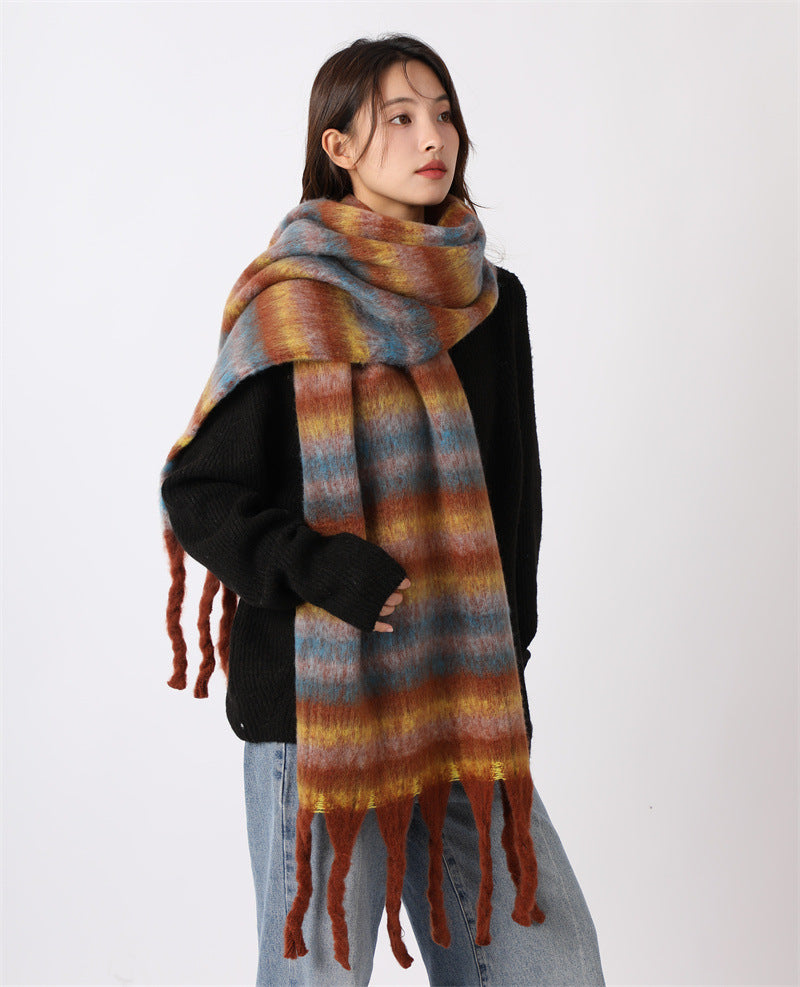 Striped Plaid Winter Scarf