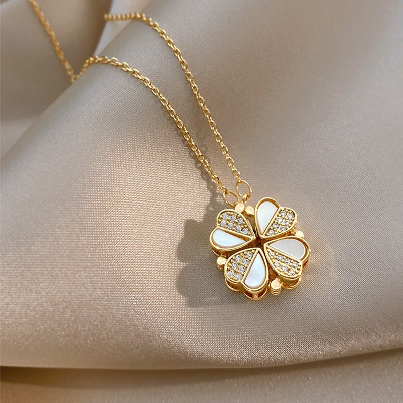Four Leaf Clover Heart Necklace