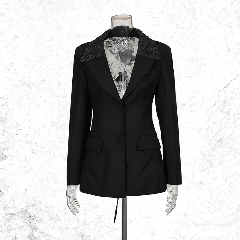Lace Back Slim-Fit Blazer