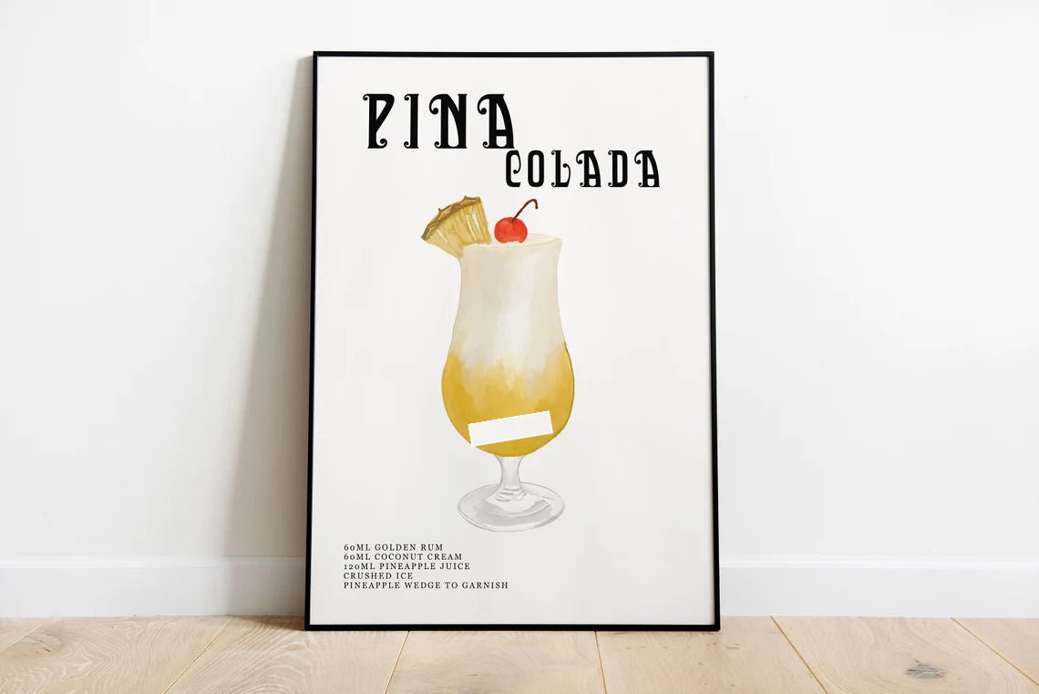 Drink Recipe Frameless Canvas Print