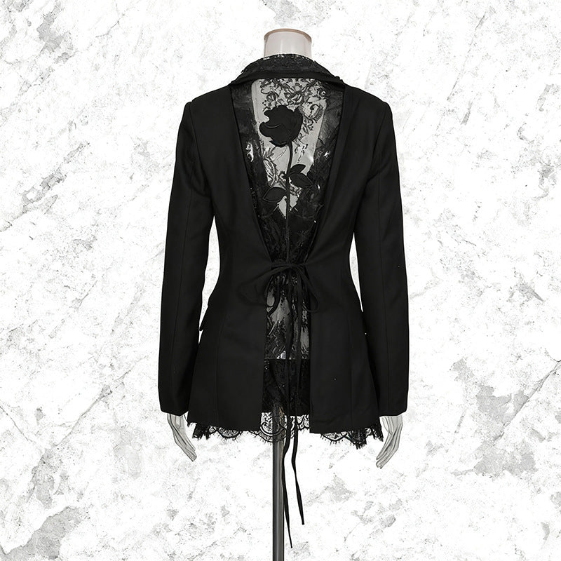 Lace Back Slim-Fit Blazer