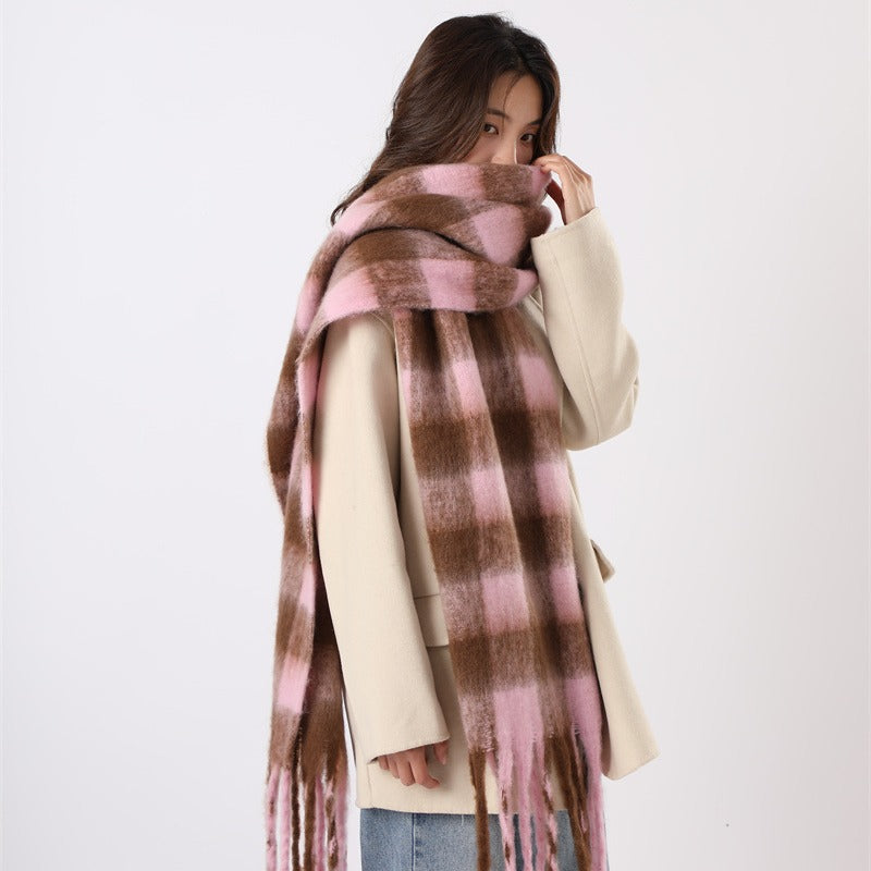 Striped Plaid Winter Scarf