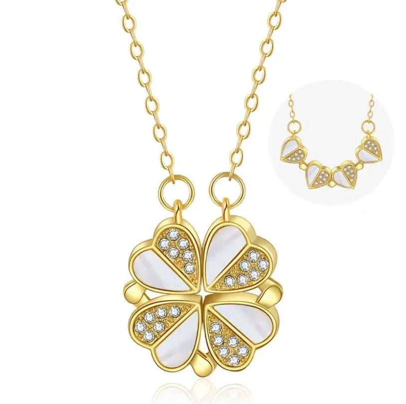 Four Leaf Clover Heart Necklace