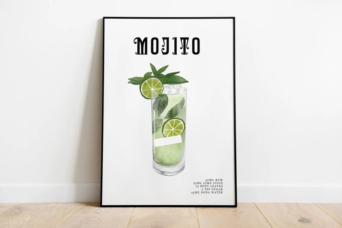 Drink Recipe Frameless Canvas Print