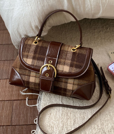 Plaid Crossbody Buckle Handbag