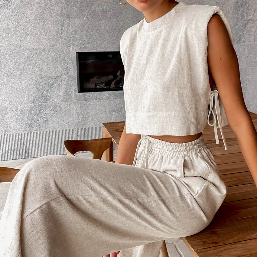 Two Piece Linen Pant Set