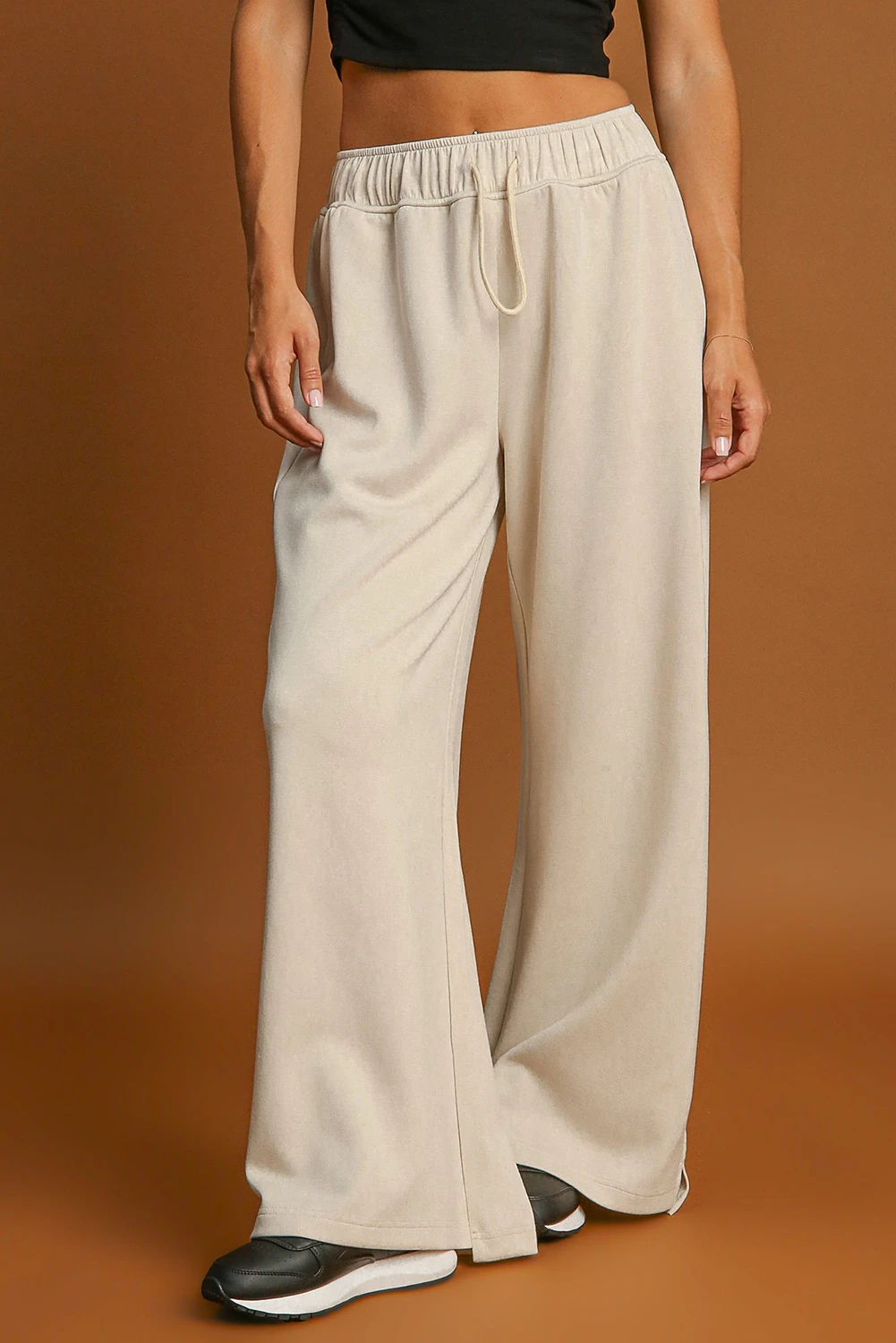 Apricot Drawstring Casual Pants