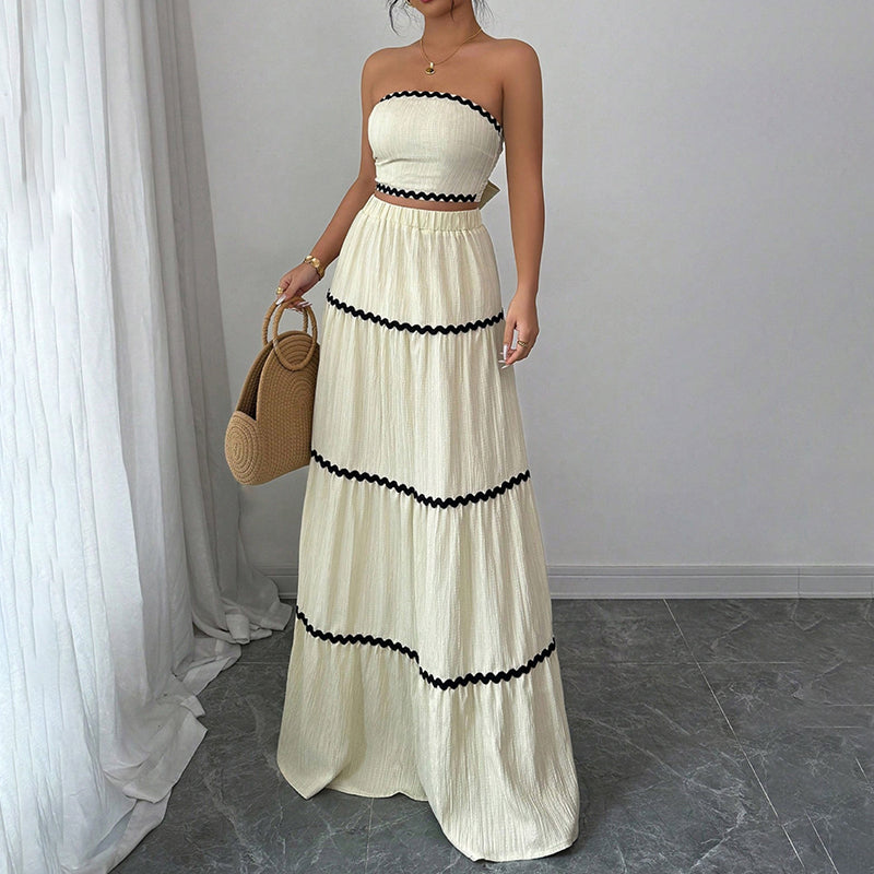 Strapless Top & Ruffle Skirt 2pc Set