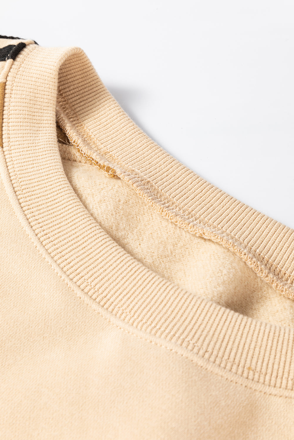 Beige Striped Crew Neck Sweatshirt