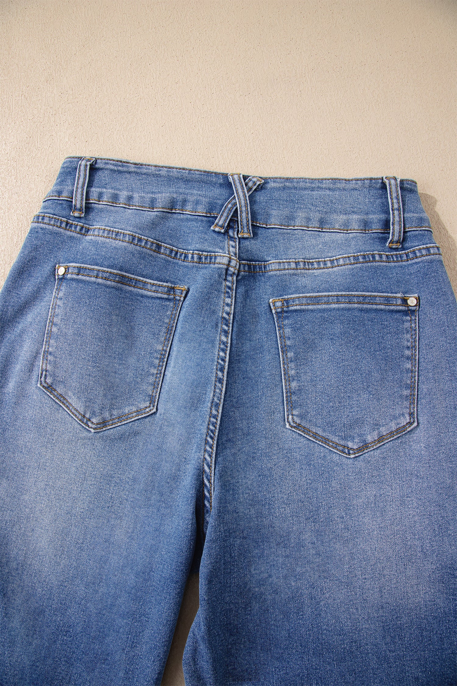 Double Button Straight Leg Jeans