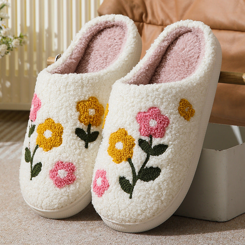 Fuzzy Flower Slippers