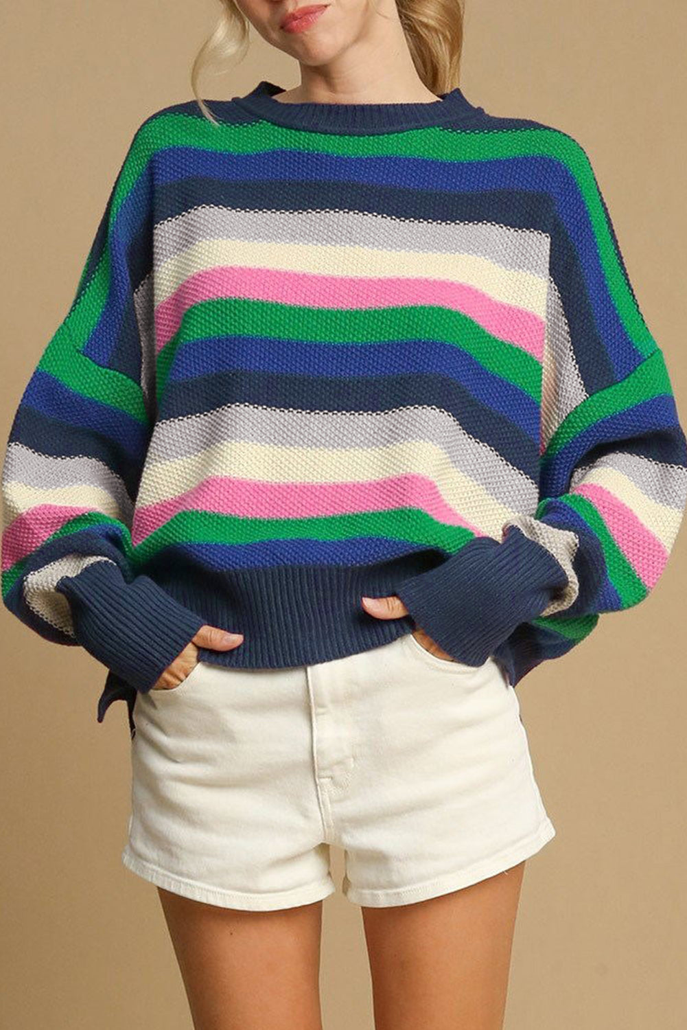 Striped Multicolor Crew Neck Sweater