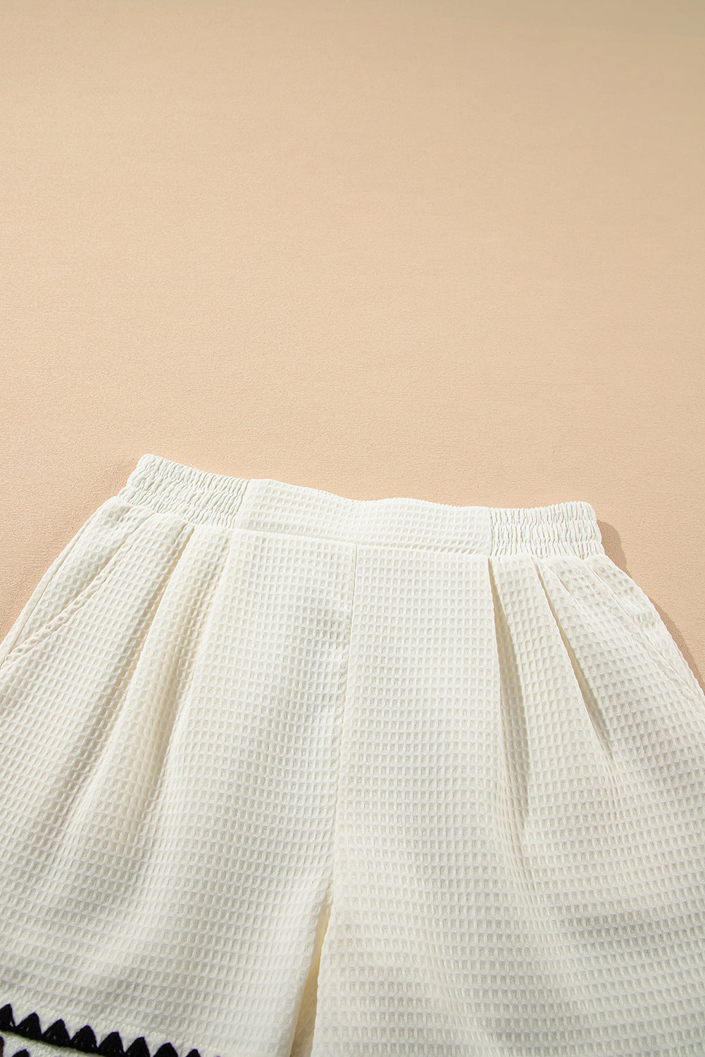 White Textured Casual Shorts