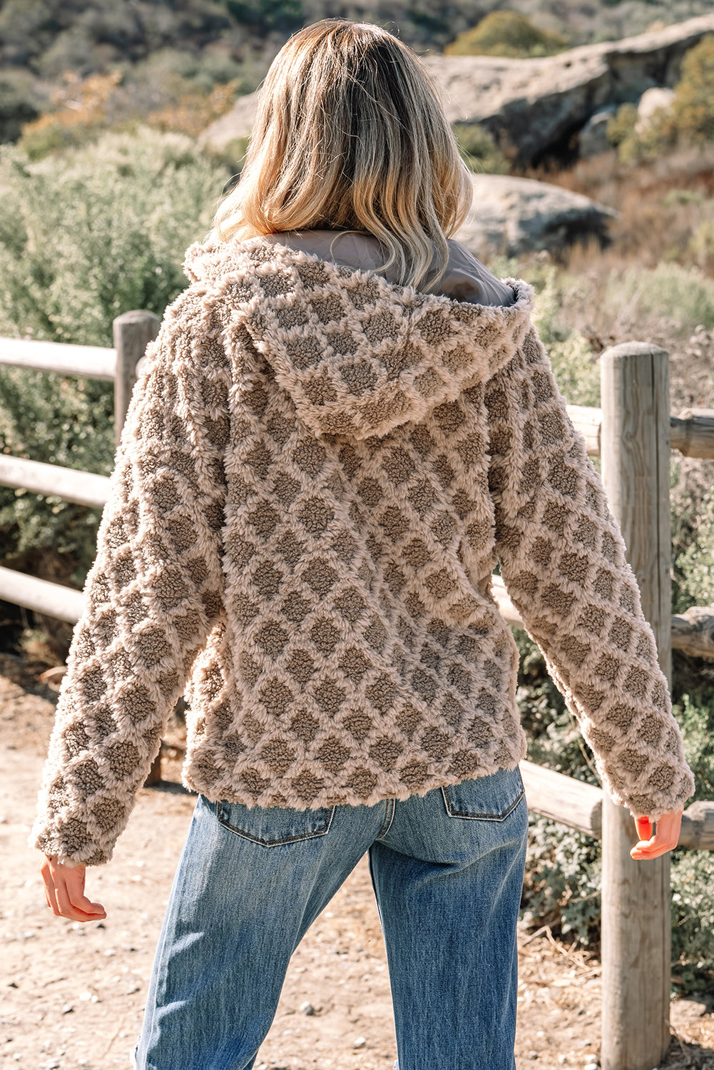 Chestnut Sherpa Zip Up Hooded Jacket