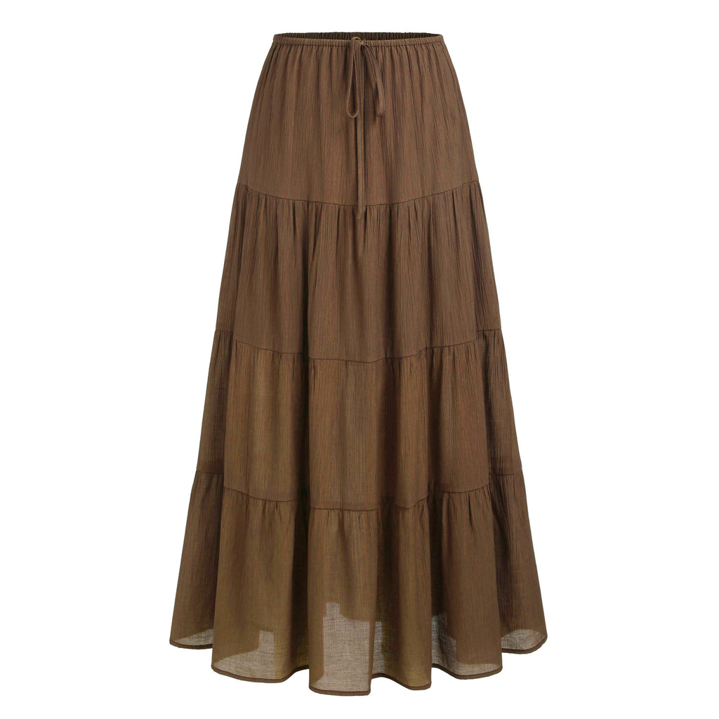Tiered Drawstring Maxi Skirt