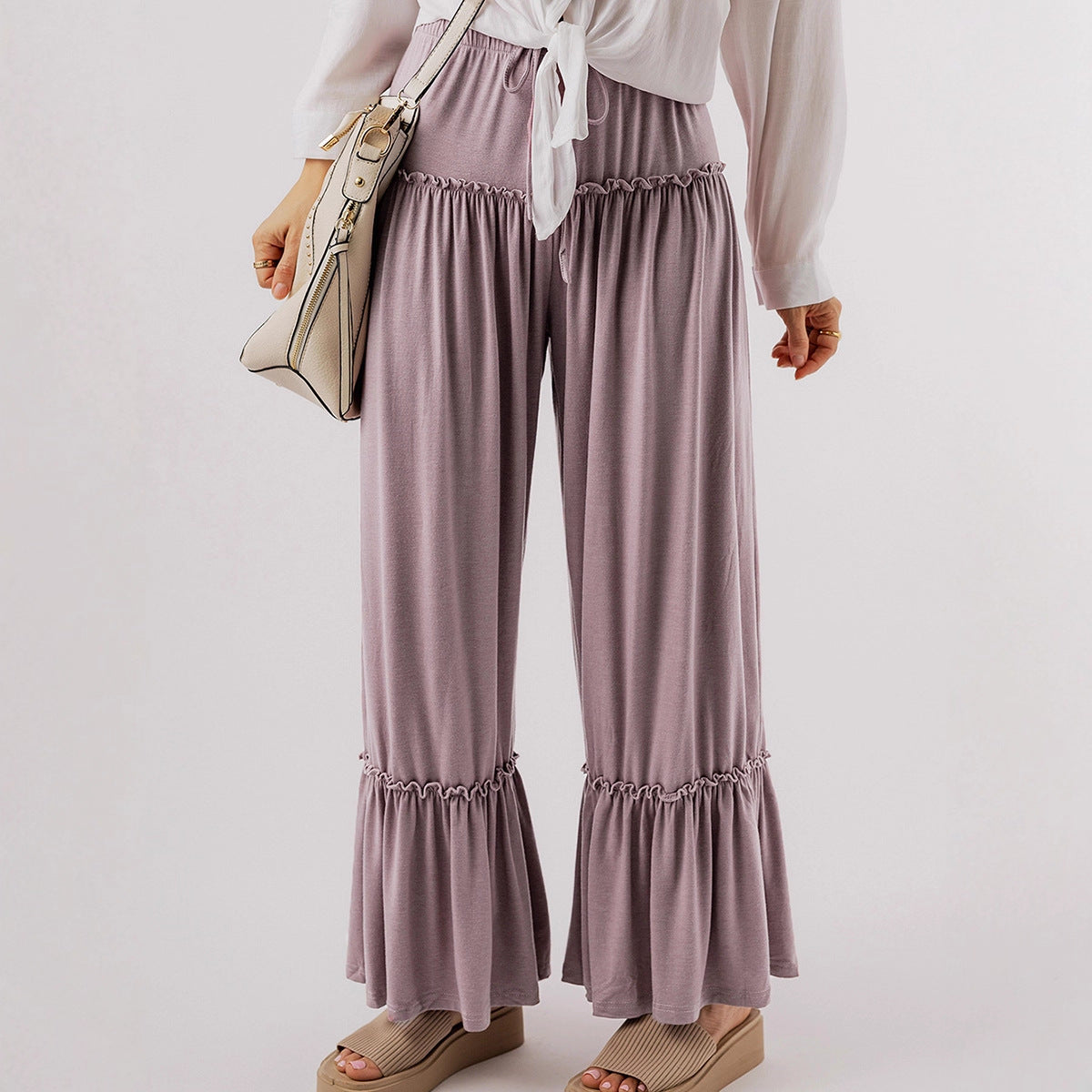Tiered Ruffle Wide Leg Pants