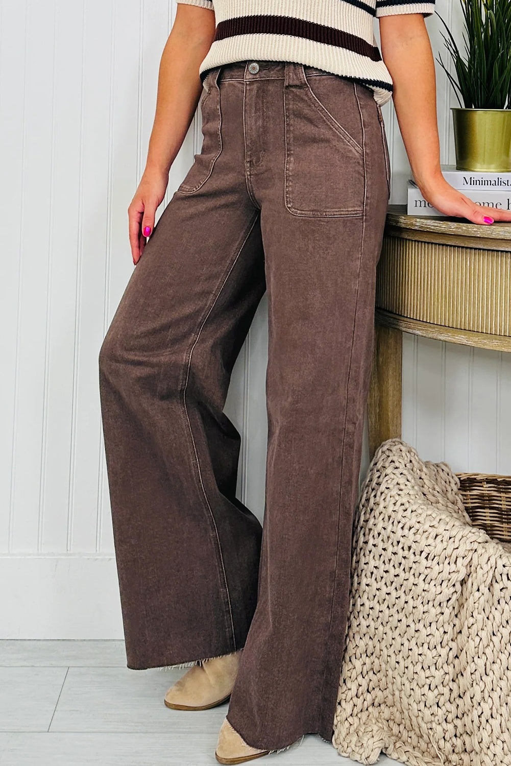 Dark Brown Wide Leg Jeans